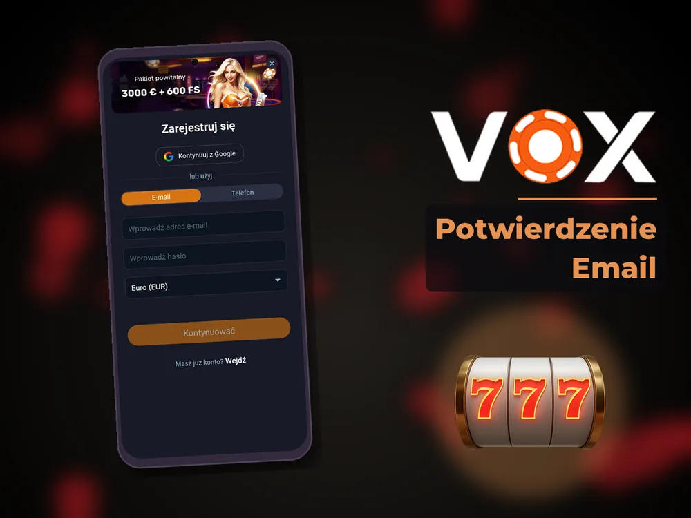 vox casino - Potwierdzenie Email